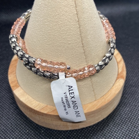 💞ALEX AND ANI💞Heart & Pink Beaded Wrap in Rafaelian Silver - Picture 4 of 6